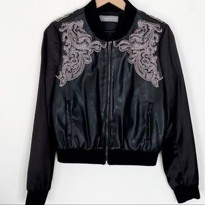 Bagatelle black embellished embroidered bomber jacket size small